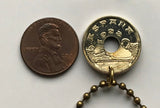 1993 Spain España 25 Pesetas coin pendant Spanish País Vasco Oñate University Gipuzkoa Basque Bay of Biscay Navarre Mondragón Hernani Álava Gipuzkoa Bilbao playa de Ondarreta San Sebastián Peine de los Vientos Vascones Aragon La Rioja Debagoiena n001240