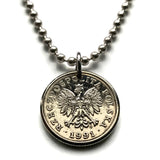 Poland Polska 20 Groszy coin pendant necklace jewelry white Polish eagle Warsaw Krakow Poznań Wrocław Lublin Łódź Polak Katowice Tyniec Gdańsk Bydgoszcz Zamość Zakopane Oświęcim Kołobrzeg Białystokn n000796