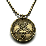1978 Greece Hellas 2 Drachmai coin pendant Georgios Karaiskakis Skoulikaria Arta Sarakatsani Hellenic military firearm gun Ioannina n000447