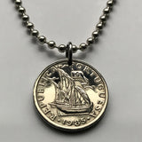 1981 Portugal 2-1/2 Escudos coin pendant Portuguese caravela ship Quinas Lisboa Porto Braga Sintra Faro Coimbra Funchal Aveiro Guimarães Ponta Delgada Faro Ourique Mirandese Lagos Fatima n000091