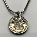 1981 Portugal 2-1/2 Escudos coin pendant Portuguese caravela ship Quinas Lisboa Porto Braga Sintra Faro Coimbra Funchal Aveiro Guimarães Ponta Delgada Faro Ourique Mirandese Lagos Fatima n000091