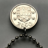 1981 Portugal 2-1/2 Escudos coin pendant Portuguese caravela ship Quinas Lisboa Porto Braga Sintra Faro Coimbra Funchal Aveiro Guimarães Ponta Delgada Faro Ourique Mirandese Lagos Fatima n000091