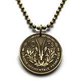 1956 French West Africa 10 Francs coin pendant African jewelry gazelle antelope Senegal Ivory Coast Burkina Faso Togo Niger French Sudan	Mali Benin Mauritania Conakry French Sudan Guinea Togoland Upper Volta Dahomey Marianne Dakar Bamako n000271