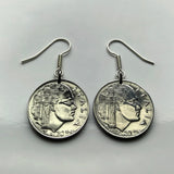 1942 Italy 20 Centesimi coin earrings Italia Savoy Rome Milan Siena Capri Sardinia Parma San Gimignano Positano Lazio World War 2 e000117