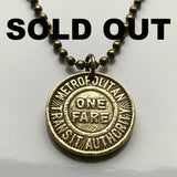 1951 Boston Massachusetts MTA Metropolitan Transit Authority Subway coin token pendant necklace fashion jewelry Transportation good for ONE FARE n001180