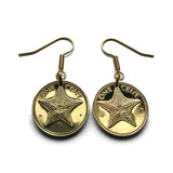 Bahamas Island 1 Cent coin earrings Bahamian starfish sea star Nassau Andros Exuma Junkanoo Rose Island Lighthouse Beach Rum Cay sand sea e000151