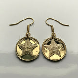 Bahamas Island 1 Cent coin earrings Bahamian starfish sea star Nassau Andros Exuma Junkanoo Rose Island Lighthouse Beach Rum Cay sand sea e000151