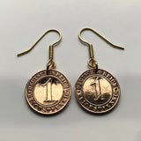 Germany Deutschland 1 Reichspfennig coin earrings Berlin Hamburg Munich Koeln Duisburg Bavaria Wandsbek Karlsruhe Dresden Oktoberfest e000155