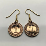 Germany Deutschland 1 Reichspfennig coin earrings Berlin Hamburg Munich Koeln Duisburg Bavaria Wandsbek Karlsruhe Dresden Oktoberfest e000155