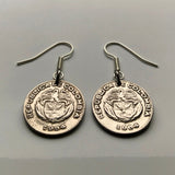Colombia 10 Centavos coin earrings Colombian flags Andean condor Bogotá Medellín Cali Barranquilla Cartagena Cúcuta Antioquia Pereira Soacha Bucaramanga Manizales Santander Caldas Cauca aretes joyeria e000253