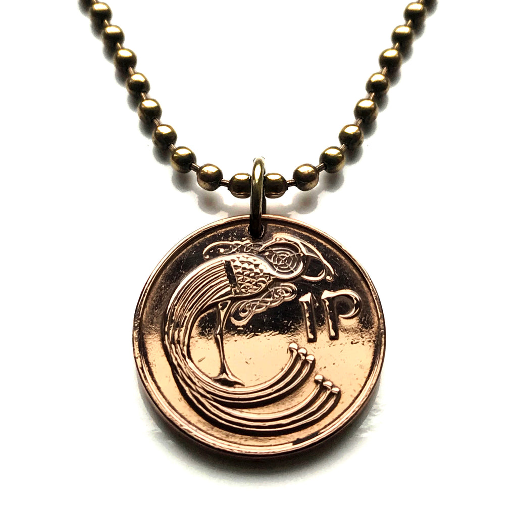 Ireland Éire 1 Penny coin pendant Gospel Book of Kells bird Columba ma ...