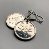 Japan 1 Yen coin earrings young tree blossom flower Japanese kanji floral Nippon Tokyo Osaka Nagasaki Kyoto planting e000141