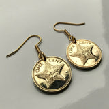 Bahamas Island 1 Cent coin earrings Bahamian starfish sea star Nassau Andros Exuma Junkanoo Rose Island Lighthouse Beach Rum Cay sand sea e000151