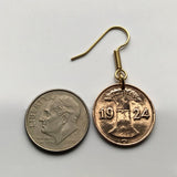 Germany Deutschland 1 Reichspfennig coin earrings Berlin Hamburg Munich Koeln Duisburg Bavaria Wandsbek Karlsruhe Dresden Oktoberfest e000155