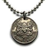 1968 Kenya 50 Cents coin pendant Kenyan lions Nairobi East Africa Kikuyu Luhya Luo Kiswahili Great Rift Valley Lamu safari n000285