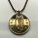 1995 Ireland 20 Pence coin pendant hunting horse stallion thoroughbred Irish harp Dublin Gaelic Drogheda Swords Dundalk Ulster n000253