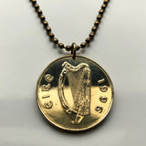 1995 Ireland 20 Pence coin pendant hunting horse stallion thoroughbred Irish harp Dublin Gaelic Drogheda Swords Dundalk Ulster n000253