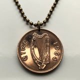 Ireland Éire 1/2 Pingin coin pendant pig sow Irish harp Dublin Waterford Drogheda Connacht Leinster Swords Gaels Guinness n000286