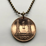 1973 Nigeria 1 Kobo coin pendant Nigerian horse eagle Abuja Lagos black shield West Africa Zuma Rock Victoria Island Harcourt Ibo n001572