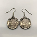 Mexico 20 Centavos coin earrings Mexican eagle Monterrey Guadalajara Puebla Tlaxcala Toluca Tijuana León Iztapalapa Ecatepec Querétaro Juárez Acapulco Mérida Yucatán Cancún Saltillo Cuernavaca Oaxaca Aguascalientes Jalisco Morelia Zapopan Pachuca e000202