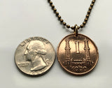 1973 Nigeria 1 Kobo coin pendant Nigerian horse eagle Abuja Lagos black shield West Africa Zuma Rock Victoria Island Harcourt Ibo n001572