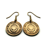 Yugoslavia Jugoslavija 10 Para coin earrings jewelry Serbia Srbija Croatia Macedonia Slovenia Montenegro Bosnia and Herzegovina Kosovo Belgrade Sarajevo Zagreb Skopje Ljubljana Vojvodina Podgorica Split Sušak South Slavic Slavs Balkans Serbs Croat e000222