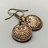 Deutschland 1 Pfennig Münze Ohrringe Deutscher Adler Berlin München Bundesadler Dresden Bonn Hannover Leipzig Dortmund Bayern e000223
