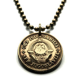 1965 Yugoslavia Jugoslavija 10 Para coin pendant necklace Serbia Srbija Croatia Macedonia Slovenia Montenegro Bosnia and Herzegovina Kosovo Belgrade Sarajevo Zagreb Skopje Ljubljana Vojvodina Podgorica Split Sušak South Slavic Slavs Balkans n001553