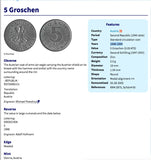 1966 Austria Osterreich 5 Groschen coin rolo link bracelet jewelry Austrian eagle Vienna Wien Salzburg Innsbruck Graz Linz Tyrol Villach Carinthia Sankt Polten Wels Solden Ischgl Gmunden Vorarlberg Hallstatt Styria Edelweiss Alpine Alps b000067
