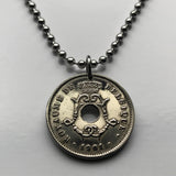1901 Belgium Belgique Belgie 10 Centimes coin pendant necklace Belgian jewelry initial L Brussels Antwerp Bruges Ghent Antwerpen Liège Charleroi Namur Mons Flanders Flemish Limbourg Mechelen Leuven Ostend Ardennes n003240