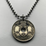 1901 Belgium Belgique Belgie 10 Centimes coin pendant necklace Belgian jewelry initial L Brussels Antwerp Bruges Ghent Antwerpen Liège Charleroi Namur Mons Flanders Flemish Limbourg Mechelen Leuven Ostend Ardennes n003240