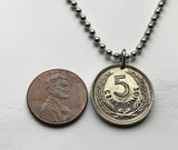 1953 Uruguay 5 Cents coin pendant Artigas Montevideo Tacuarembó Melo Mercedes Minas Rocha San José Cerro Largo Sol de Mayo Cocoliche n003266
