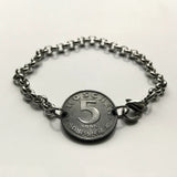 1966 Austria Osterreich 5 Groschen coin rolo link bracelet jewelry Austrian eagle Vienna Wien Salzburg Innsbruck Graz Linz Tyrol Villach Carinthia Sankt Polten Wels Solden Ischgl Gmunden Vorarlberg Hallstatt Styria Edelweiss Alpine Alps b000067