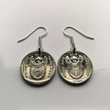 South Africa 1 Rand coin earrings jewelry springbok antelope gazelle Cape Town Johannesburg Durban Pretoria Port Elizabeth Tswana Xhosa Bloemfontein Afrikaans Bantu isiZulu Northern Sotho e000432