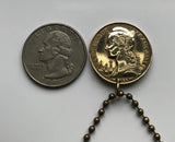 1953 Madagascar 20 Francs coin pendant Zebu bull horns Malagasy map Antananarivo Toamasina Antsirabe Mahajanga Fianarantsoa Toliara Antsiranana African Sihanaka Merina Betsileo Indian Ocean n000911