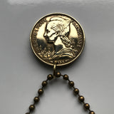 1953 Madagascar 20 Francs coin pendant Zebu bull horns Malagasy map Antananarivo Toamasina Antsirabe Mahajanga Fianarantsoa Toliara Antsiranana African Sihanaka Merina Betsileo Indian Ocean n000911