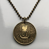 1953 Madagascar 20 Francs coin pendant Zebu bull horns Malagasy map Antananarivo Toamasina Antsirabe Mahajanga Fianarantsoa Toliara Antsiranana African Sihanaka Merina Betsileo Indian Ocean n000911