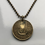 1953 Madagascar 20 Francs coin pendant Zebu bull horns Malagasy map Antananarivo Toamasina Antsirabe Mahajanga Fianarantsoa Toliara Antsiranana African Sihanaka Merina Betsileo Indian Ocean n000911