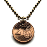 2013 Malta 2 Euro Cent coin pendant necklace Maltese Mnajdra L-Imnajdra megalithic temples Ħaġar Qim World Heritage Site Qrendi Valletta Safi Mdina archeological Tarxien Ta' Ħaġrat Skorba Temples Mġarr St Paul's Bay Qormi Żabbar Żebbuġ Rabat n002716