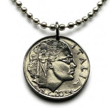 1940 Italy Italian 20 Centesimi coin pendant Italia Savoy Rome Milan Siena Capri Sardinia Parma San Gimignano Positano Lazio World War 2 n001388