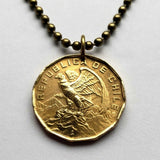 1974 Chile 100 Escudos coin pendant cóndor Andino Chileno Santiago Araucanía Iquique Rancagua La Pintana Rancagua Coquimbo Temuco n000557