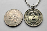 1972 Yugoslavia 2 Dinara coin pendant Serbia Croatia Bosnia Slovenia Split Vojvodina socialist communist Novi Sad Ljubljana Niš slav n001197