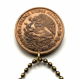 Mexico 20 Centavos coin pendant Pirámide del Sol Teotihuacán Tzacualli Calzada de los Muertos Toltecs Edomex Cerro Gordo Aztecas n000534