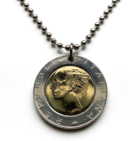 1989 Italy 500 Lire Italian coin pendant necklace jewelry Roman god Mercury Rome Florence Milan Venice Bologna Napoli Torino Genoa Palermo Bergamo Modena Siena Bari Catania Messina Padua Trieste Taranto Parma Salerno Treviso Pisa n000152 (Copy)