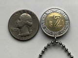 Mexico 2 Pesos coin pendant necklace jewelry Mexican eagle Ecatepec Guadalajara Puebla Juárez Tijuana León Monterrey Acapulco Yucatán Cancún Cuernavaca Oaxaca Jalisco Morelia Toluca Pachuca Chiapas n001126