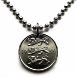 1999 Estonia 20 Senti coin pendant Estonian 3 blue lions Eesti Tallinn Baltic Nordic Finnic Uralic Toompea Hill Jaaniõhtu n001628
