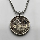 1932 USSR CCCP Soviet Union Communist Russia 15 Kopeks coin pendant necklace socialist Moscow Saint Petersburg Vladimir Lenin Stalin Karl Marx February Revolution comrades n003431