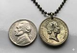 1990 United Kingdom Wales Great Britain 1 Pound coin pendant Welsh leek Cardiff Swansea Barry Neath Cwmbran Bridgend Llanelli Prestatyn Cymraeg Saint David's Day Caernarfon Newport Wrexham Cymru Aberystwyth n002400