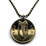1998 Ireland 20 Pence coin pendant hunting horse stallion thoroughbred Irish harp Dublin Gaelic Drogheda Swords Dundalk Ulster n000253