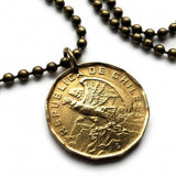 1974 Chile 100 Escudos coin pendant cóndor Andino Chileno Santiago Araucanía Iquique Rancagua La Pintana Rancagua Coquimbo Temuco n000557